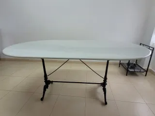 Mesa Comedor Mármol Blanco Base Hierro