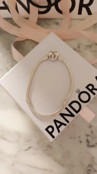 Pulsera Pandora Corazón Plata Talla 18,5 cm.