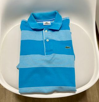 Polo Lacoste Rayas Azul y Blanco Talla M