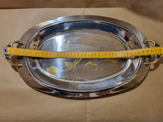 Vassoio ovale in acciaio con manici