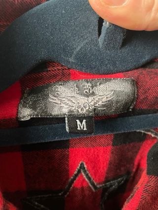 Camisa cuadros roja y negra calavera