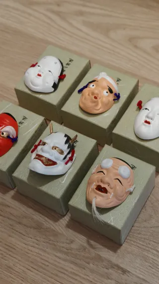 Set 6 mini maschere giapponesi ceramica