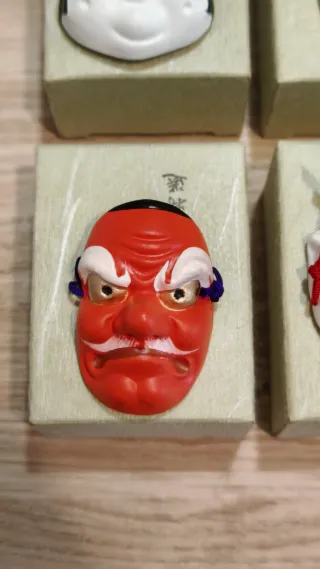 Set 6 mini maschere giapponesi ceramica