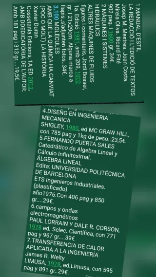 Libros varios, datos y precios última foto