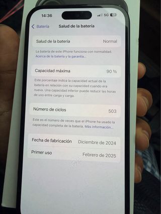 iPhone 16 128GB Negro Batería 90%