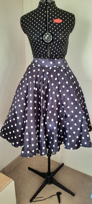 Falda Rockabilly Lunares Fuscia Talla Única