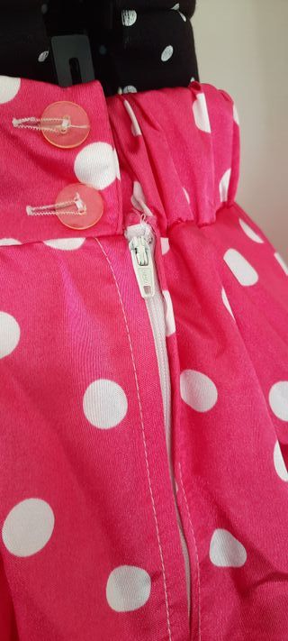 Falda Rockabilly Lunares Fuscia Talla Única