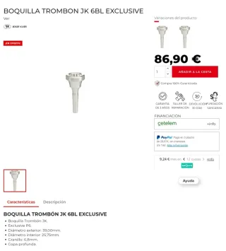 Boquilla Trombón JK Exclusive 6BL