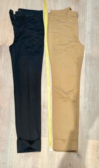 Lote 2 Pantalones Massimo Dutti Beige y Negro