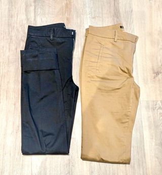 Lote 2 Pantalones Massimo Dutti Beige y Negro