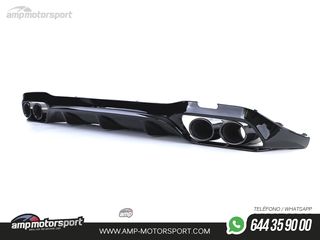 DIFUSOR TRASERO NEGRO BRILLO CON COLAS REDONDAS NEGRAS PARA MERCEDES CLASE E W213
