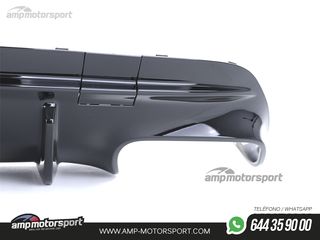 DIFUSOR TRASERO NEGRO BRILLO CON COLAS NEGRAS PARA MERCEDES CLA C117
