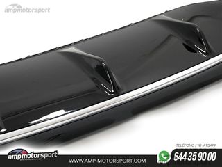 DIFUSOR TRASERO NEGRO BRILLO BORDE CROMO PARA MERCEDES CLASE E W213