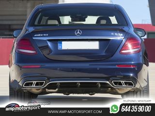 DIFUSOR TRASERO NEGRO BRILLO BORDE CROMO PARA MERCEDES CLASE E W213