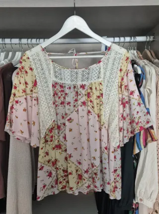 Blusa Slowlove combinada estampado patchwork