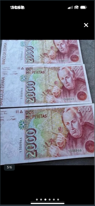 3 Billetes 2000 Pesetas correlativos