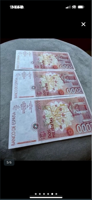 3 Billetes 2000 Pesetas correlativos