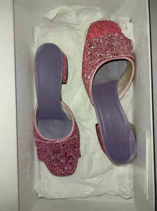 Victoria Beckham Zoccoli Paillettes Rosa Viola 36