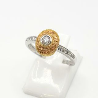 Anillo Oro Blanco y Amarillo 18K, 3.56gr, T-14