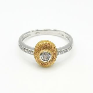 Anillo Oro Blanco y Amarillo 18K, 3.56gr, T-14