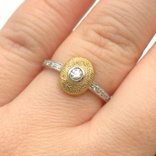 Anillo Oro Blanco y Amarillo 18K, 3.56gr, T-14