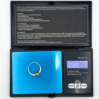 Anillo Oro Blanco y Amarillo 18K, 3.56gr, T-14