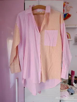 Camisa rayas rosa y naranja