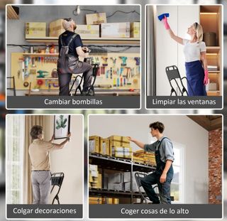 Escalera Plegable 4 Peldaños Negra