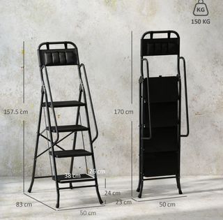 Escalera Plegable 4 Peldaños Negra