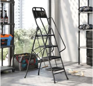 Escalera Plegable 4 Peldaños Negra