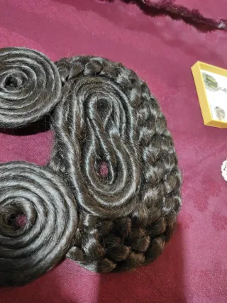 Juego moños pelo natural castaño oscuro