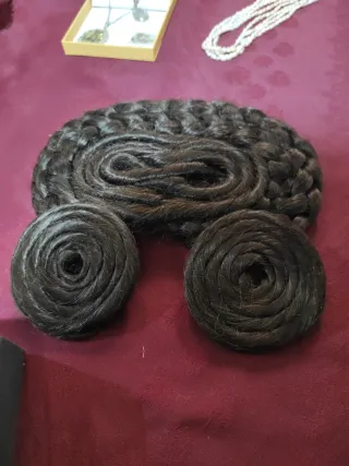 Juego moños pelo natural castaño oscuro