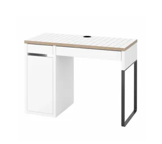 Escritorio blanco y madera con cajón