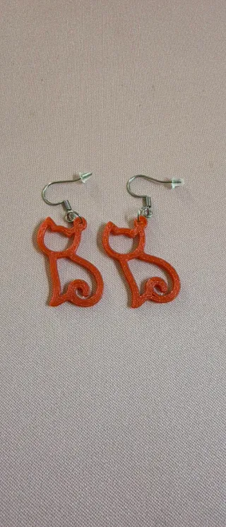 Orecchini Gatto Pendenti Acciaio Inoss.