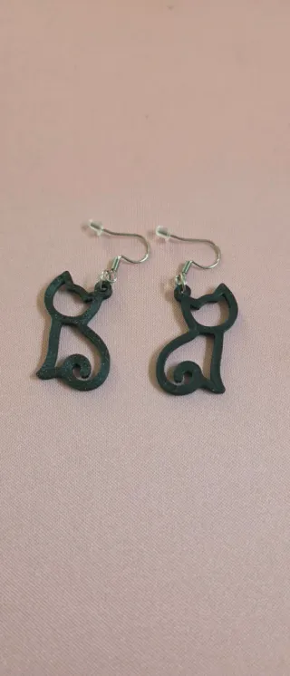 Orecchini Gatto Pendenti Acciaio Inoss.