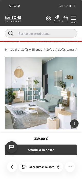 Sofá cama verde agua de Maisons du Monde