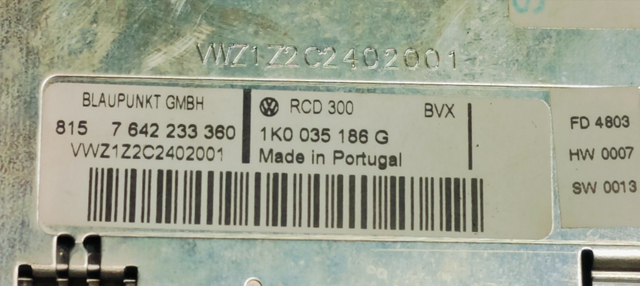 SISTEMA AUDIO / RADIO CD VOLKSWAGEN TOURAN (1T1)