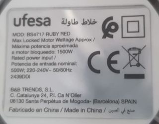 Motor, tapa y cuchillas batidora Ufesa