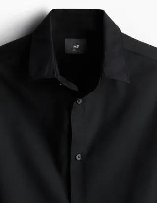 Camisa H&M Negra Poliéster y Algodón