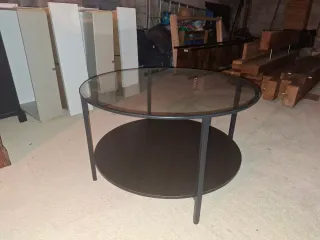 Mesa de centro redonda cristal y metal