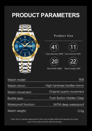 Reloj Poedagar Hombre Azul y Dorado