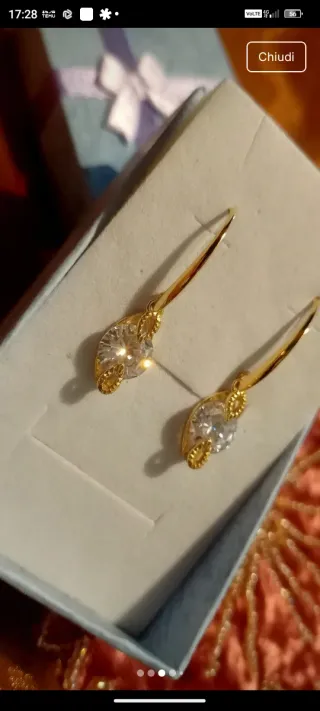 Orecchini placcati oro 24k con pietra di Rombo