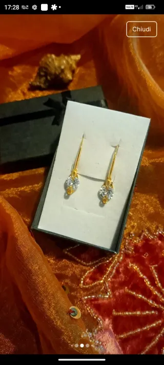 Orecchini placcati oro 24k con pietra di Rombo