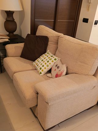 Cojunto 2 Sofás Beige Tela buen estado TAPESTRY