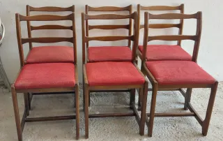 Sillas madera y tela color teja