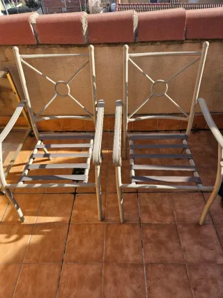 2 Sillas Metal Jardín Beige/Gris