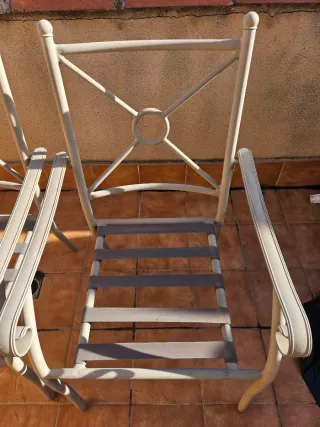 2 Sillas Metal Jardín Beige/Gris