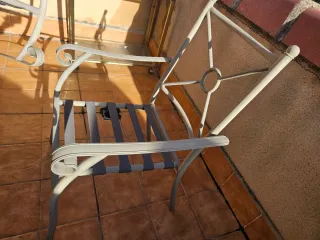 2 Sillas Metal Jardín Beige/Gris