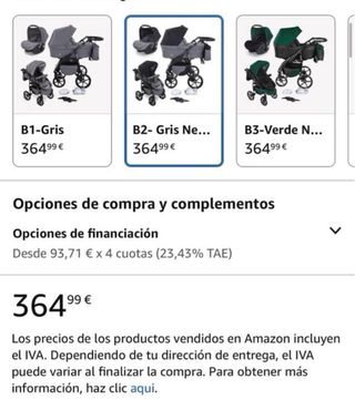 Carrito Trío Bebé + colchon + reductor