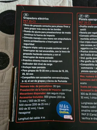 Grapadora eléctrica Parkside PET 25 C3